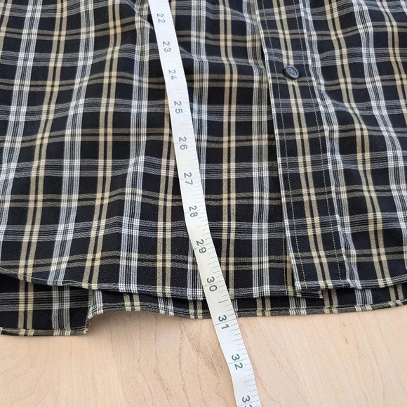 New! EDDIE BAUER black white and  gold plaid shirt - Picture 10 of 11